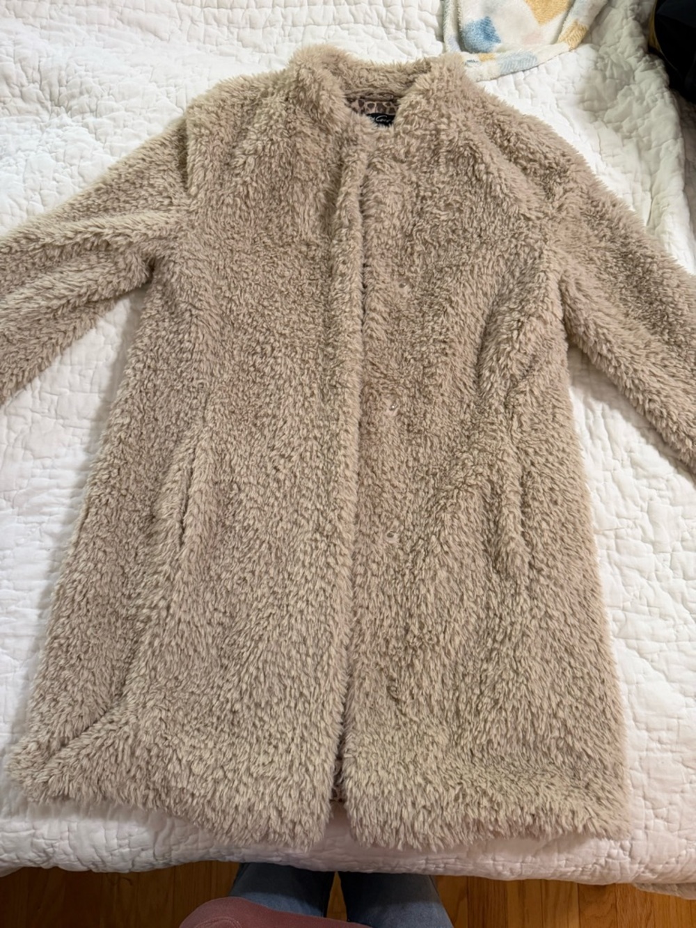 Kenneth Cole New York Plush Teddy Coat in Taupe